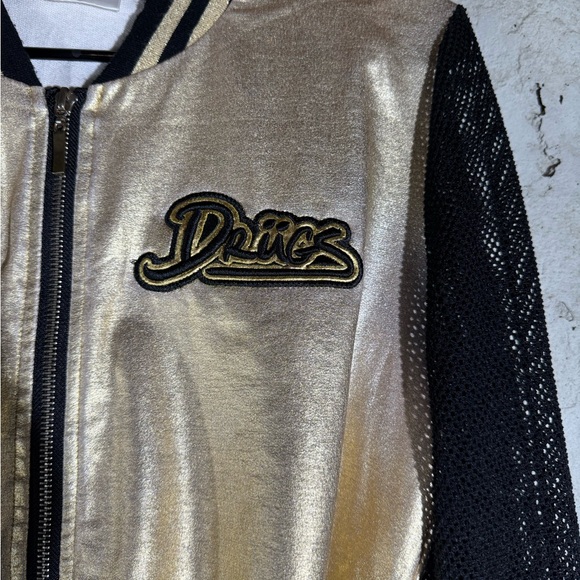 Women's Gold and Black Varsity Jacket - Picture 3 of 4